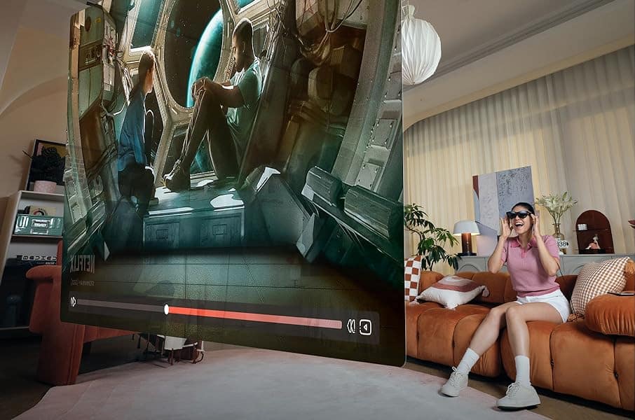 Persona usando las gatas XREAL Pro 2